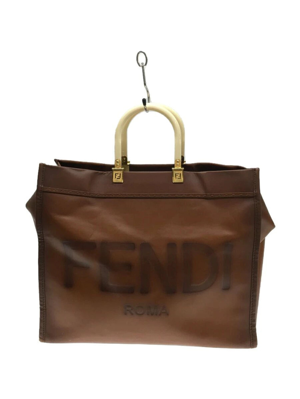 Fendi Sunshine Handbag Leather Brown